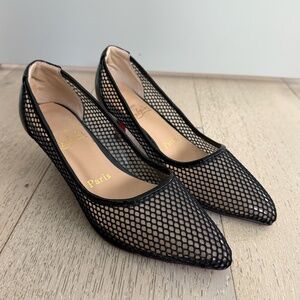 Christian Louboutin Black Fishnet Kitten Heels size 38